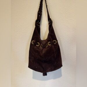 Elegant Brown Suede Shoulder Bag